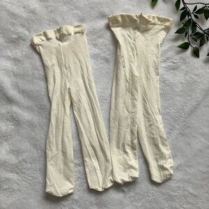 FREE w/ Purchase White Toddler Tights 12-24M | 2 Pair Footed VGUC